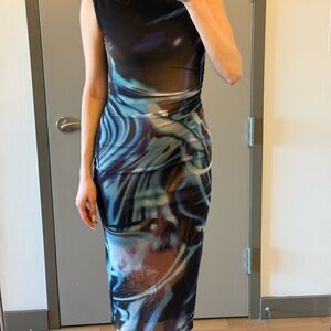 Elegant Blue Patterned Dress